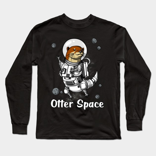 Otter Space Astronaut Long Sleeve T-Shirt by underheaven